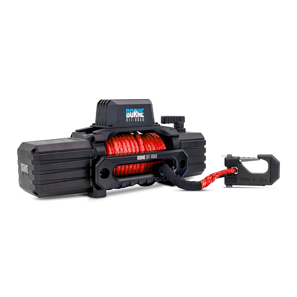 Borne Off-Road 10K Winch, Red Synthetic Rope