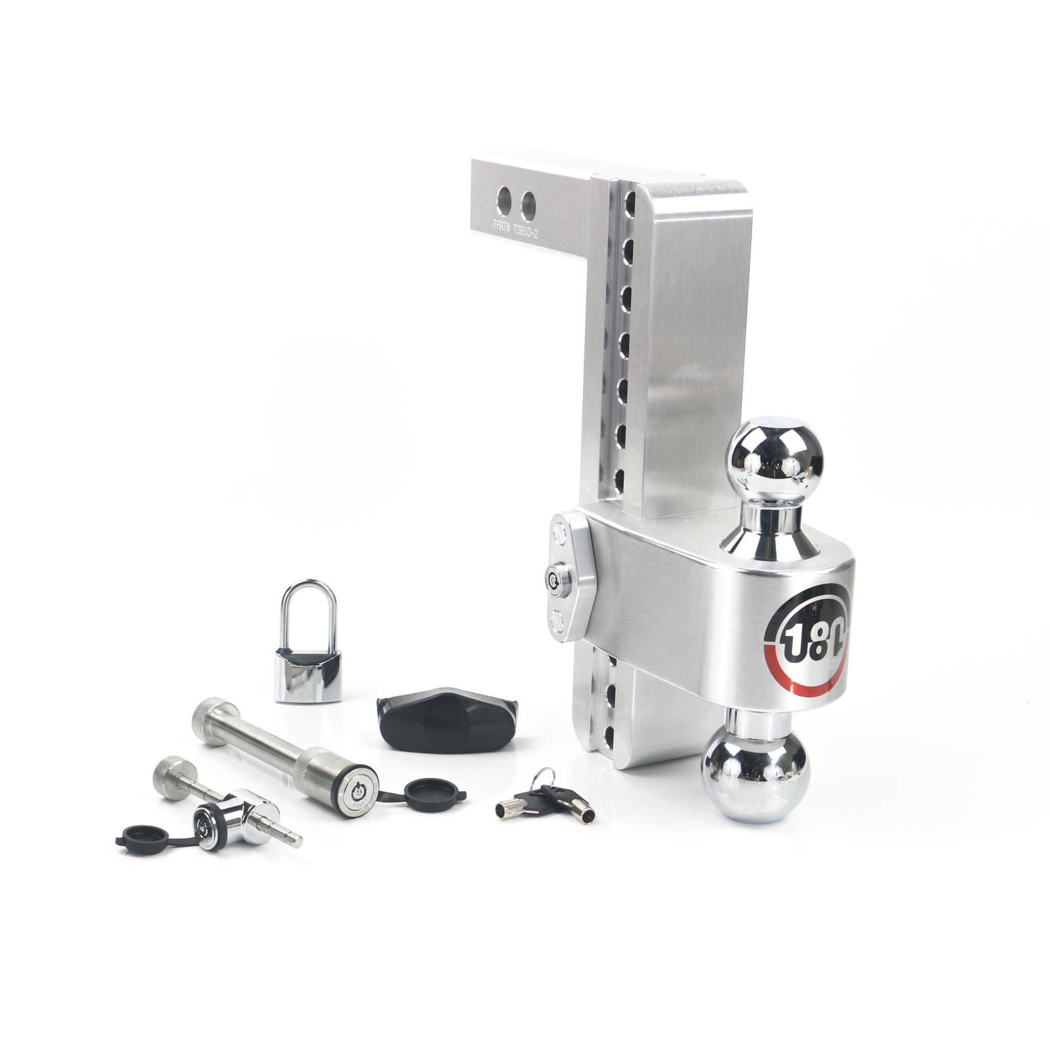 180 Hitch Chrome Ball 10" Drop Hitch with 2" Shank- Keyed Alike WS05, WS11, WS12Included