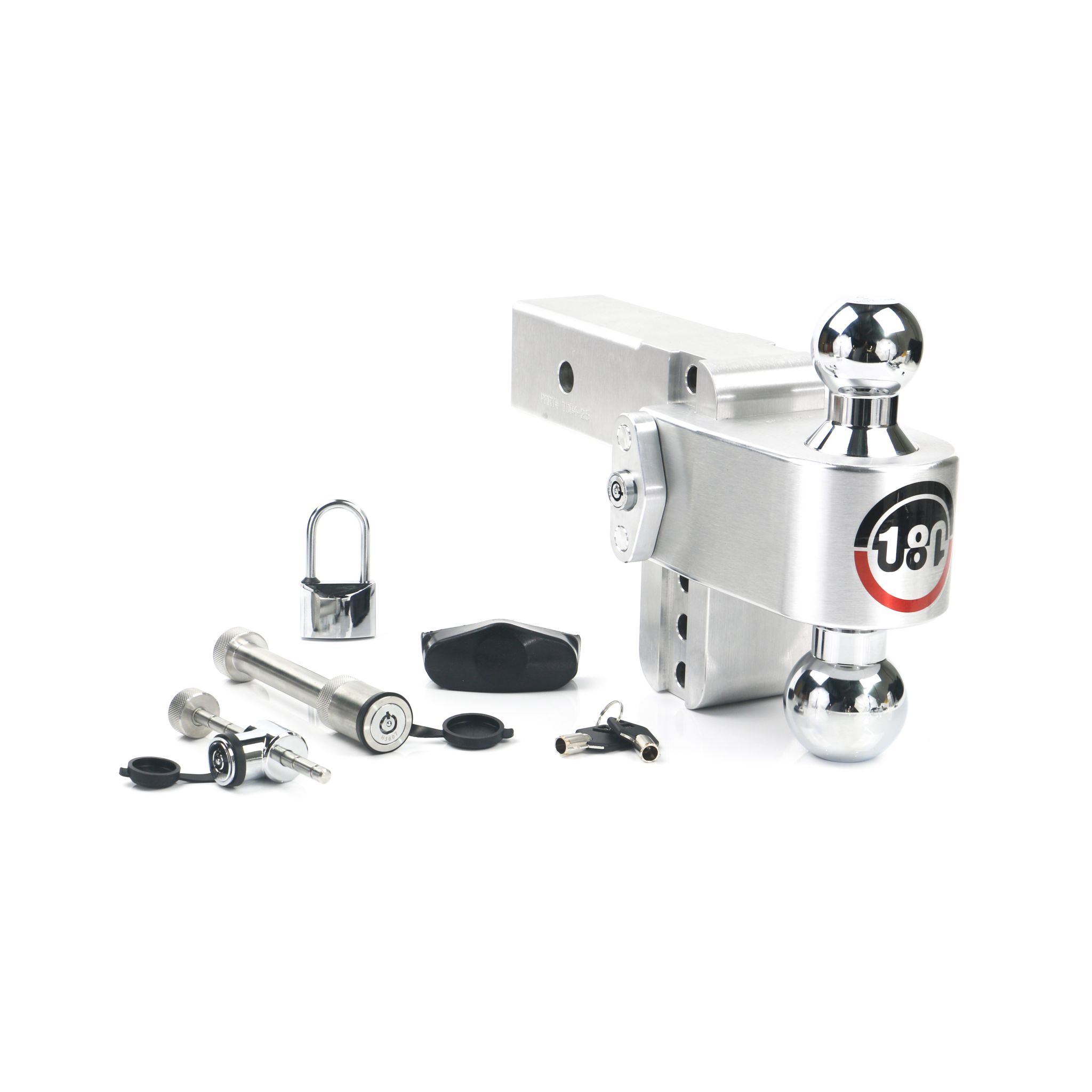 180 Hitch Chrome Ball 4" Drop Hitch with 2.5" Shank- Keyed Alike WS05, WS11, WS12 Included