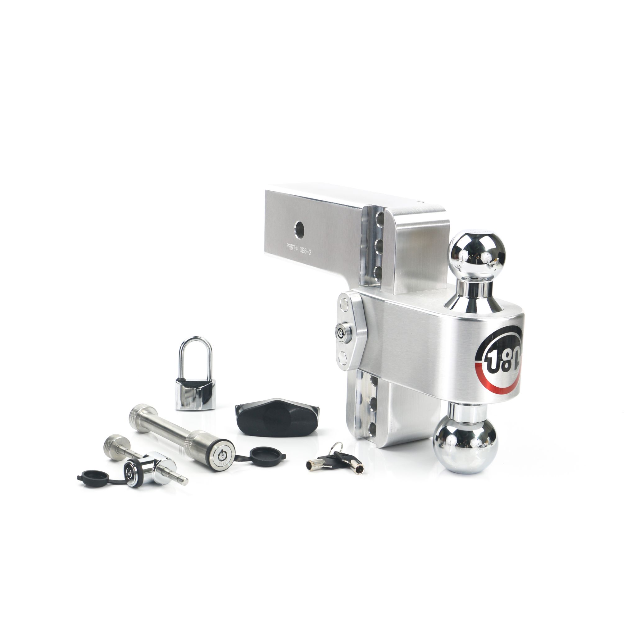 180 Hitch Chrome Ball 6" Drop Hitch with 3" Shank Keyed Alike WS05, WS11, WS12 Included