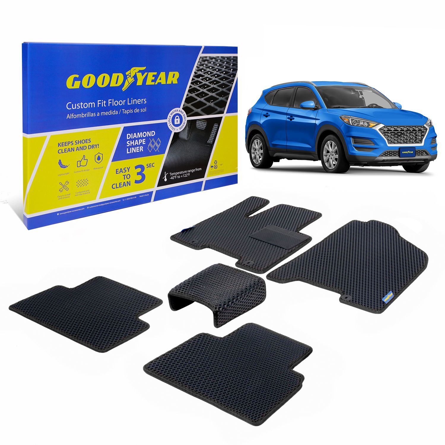 Goodyear custom-fit floor liners with Diamond Shape technology
