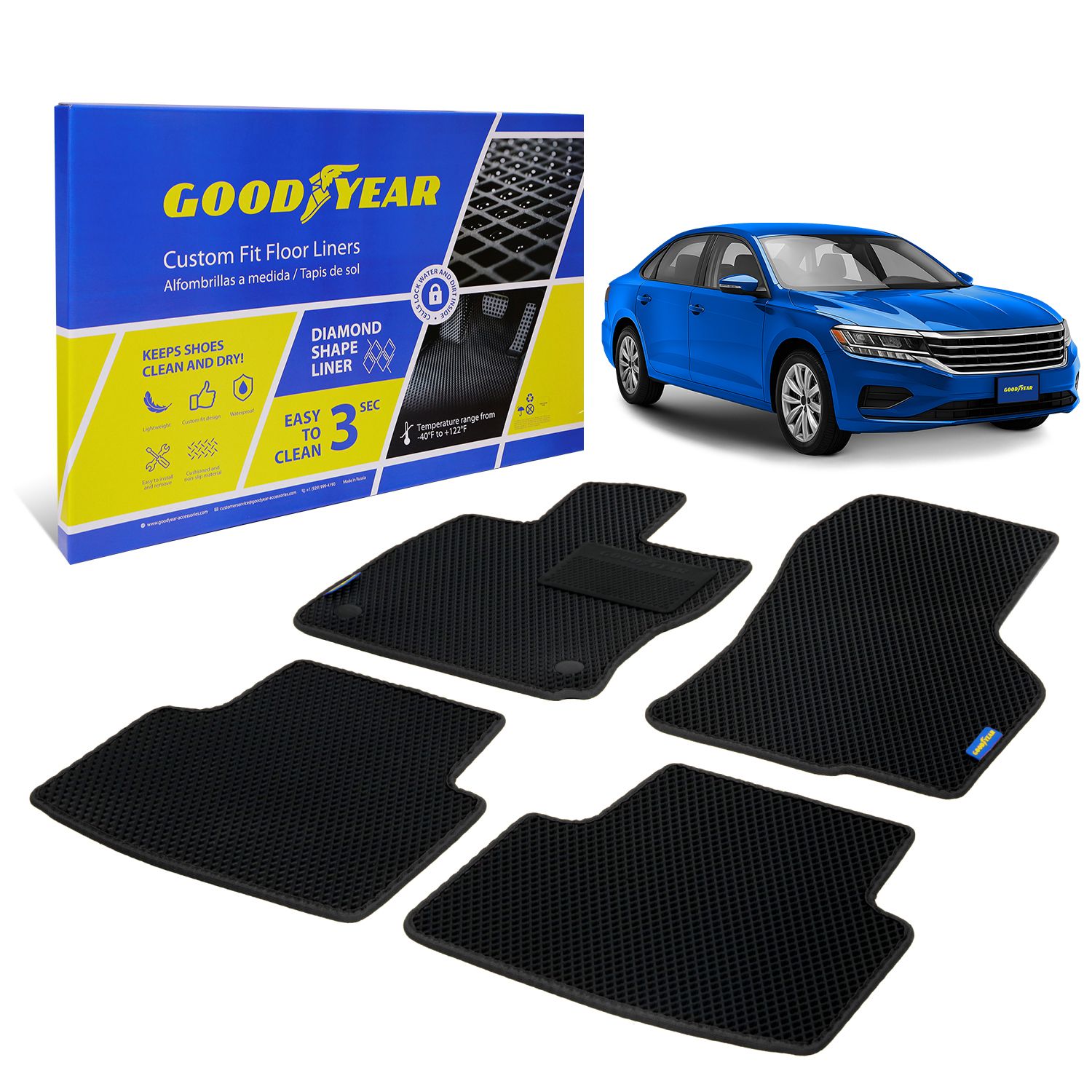 Goodyear custom-fit floor liners with Diamond Shape technology