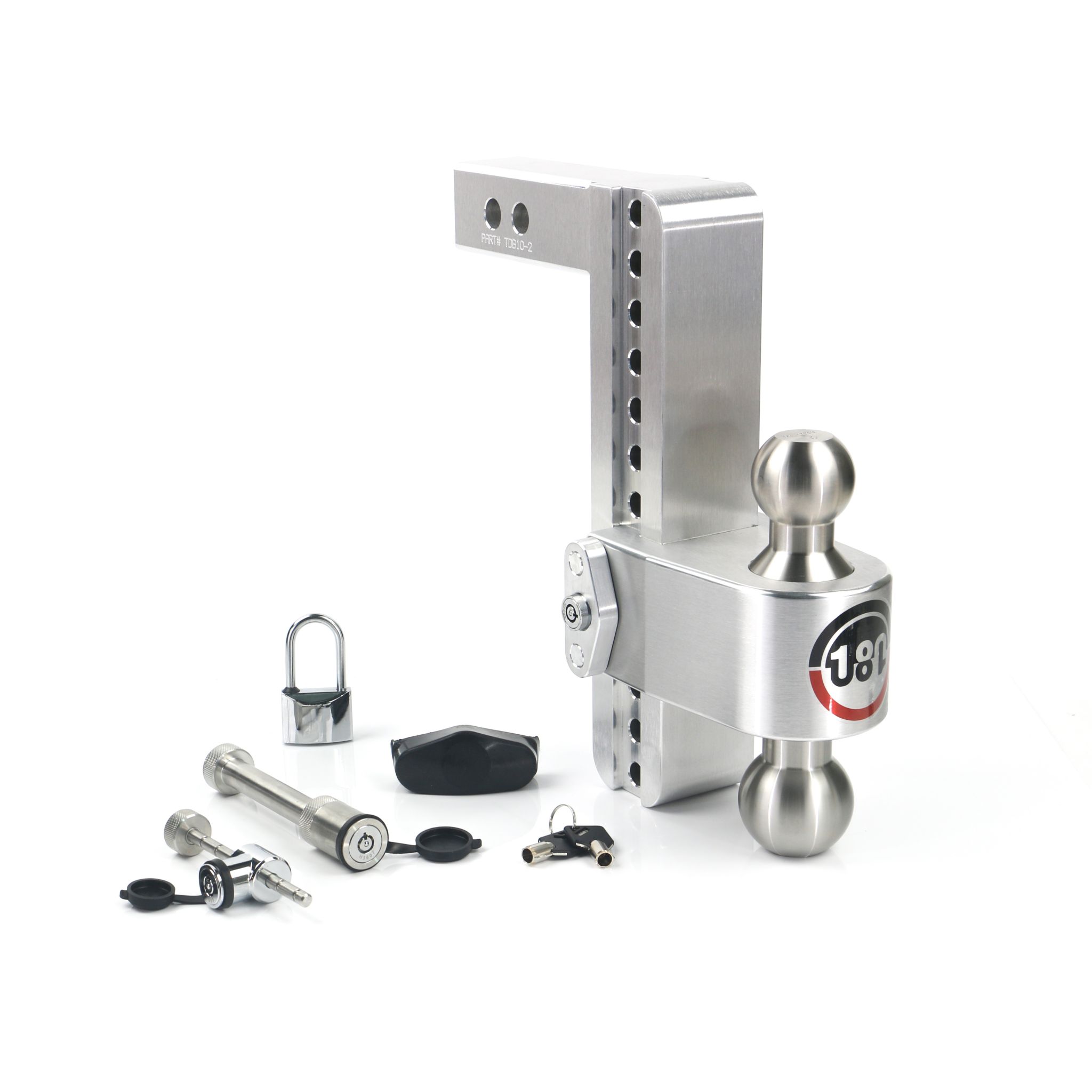 180 Hitch Stainless Steel Ball 10" Drop Hitch with 2" Shank Keyed Alike Lockset Included