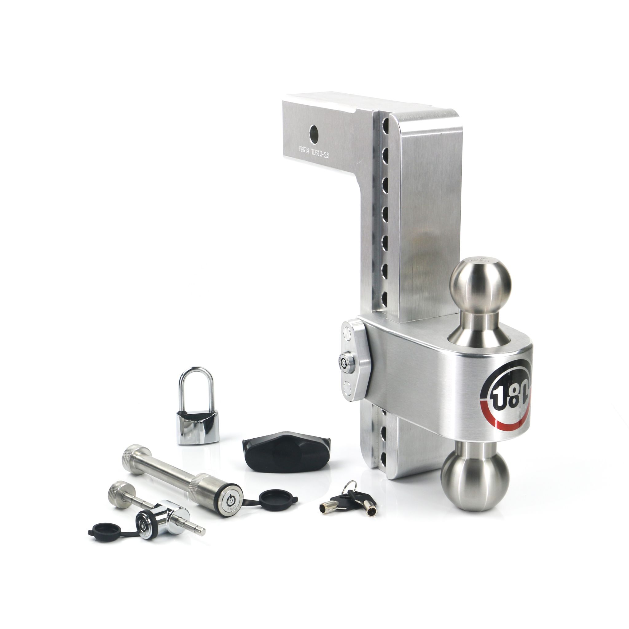 180 Hitch Stainless Steel Ball 10" Drop Hitch with 2.5" Shank Keyed Alike Lockset Included