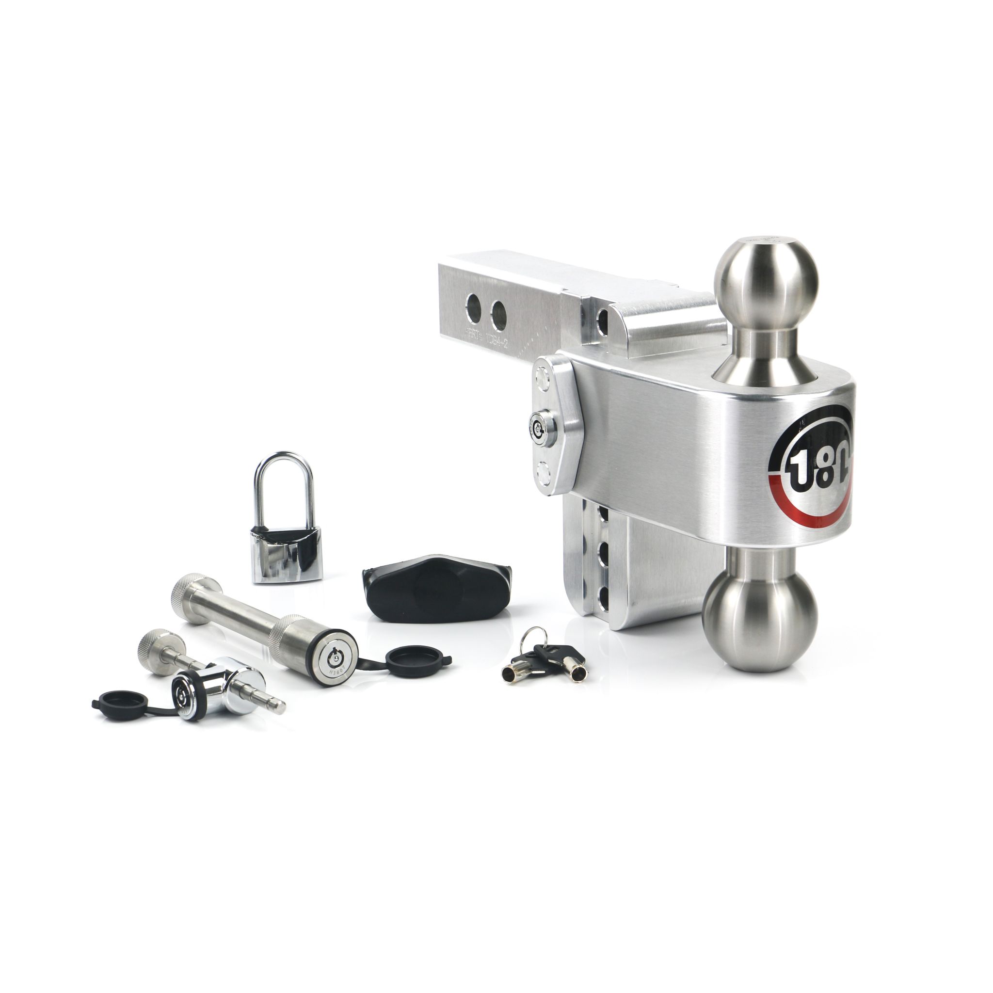 180 Hitch Stainless Steel Ball 4" Drop Hitch with 2" Shank Keyed Alike Lockset Included