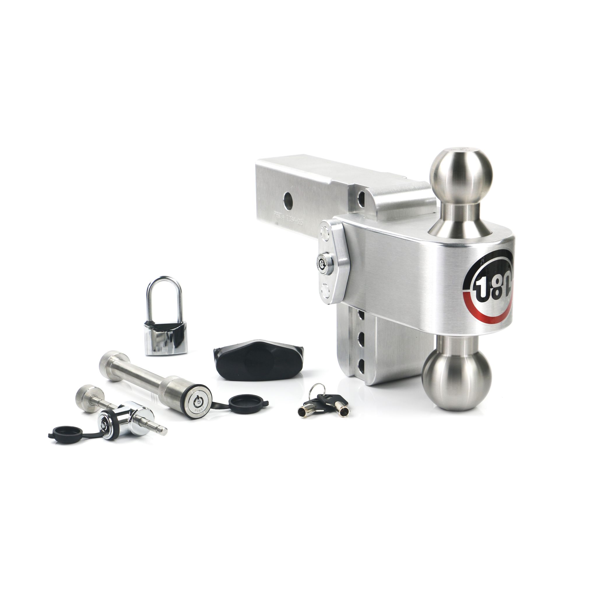 180 Hitch Stainless Steel Ball 4" Drop Hitch with 2.5" Shank Keyed Alike Lockset Included
