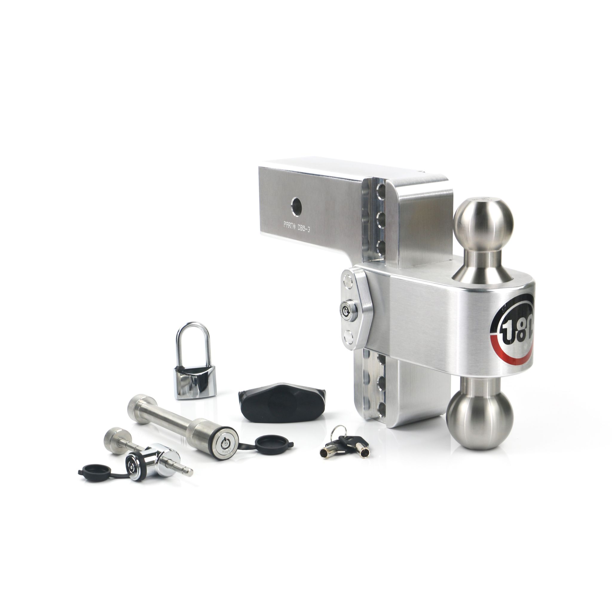 180 Hitch Stainless Steel Ball 6" Drop Hitch with 3" Shank Keyed Alike Lockset Included