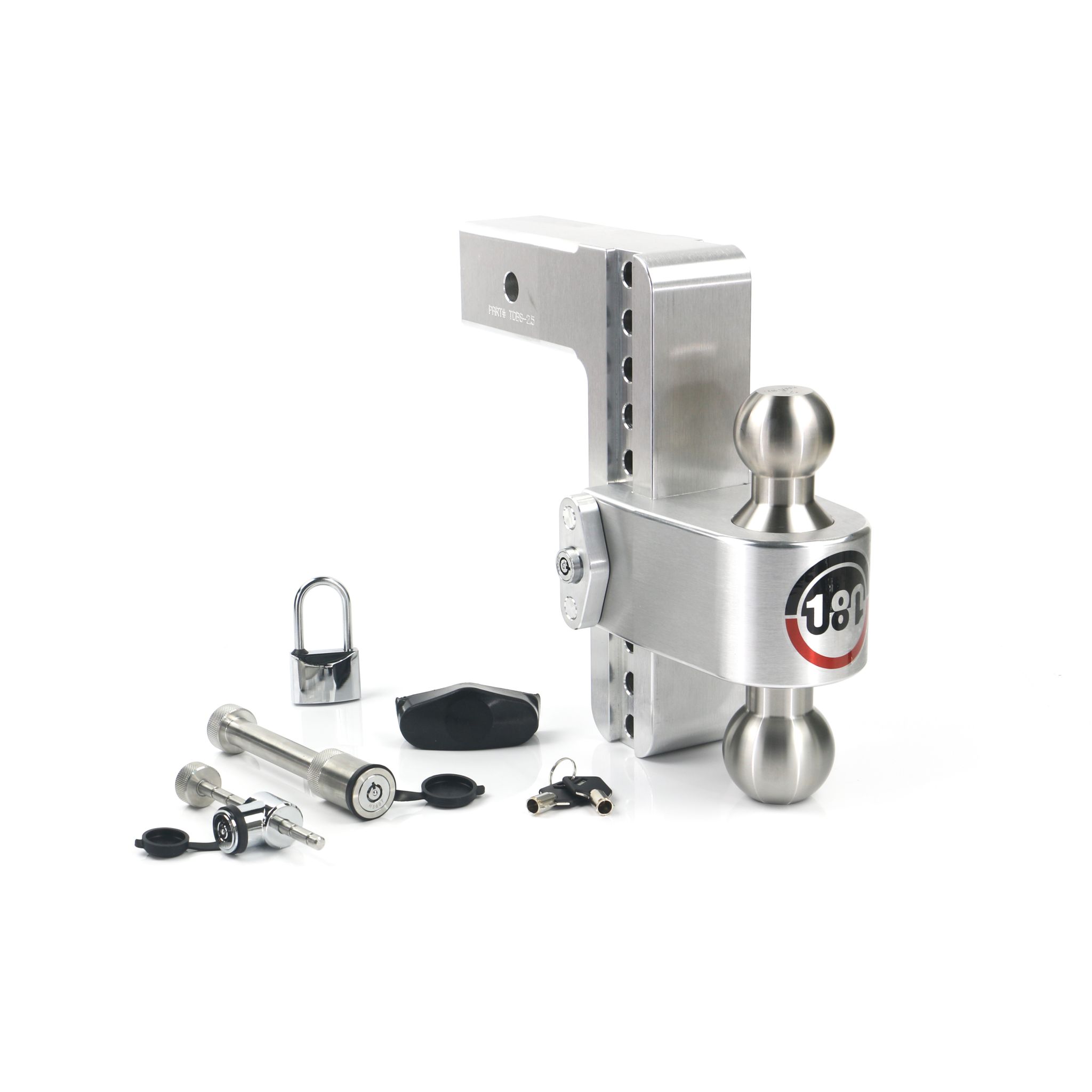180 Hitch Stainless Steel Ball 8" Drop Hitch with 2.5" Shank Keyed Alike Lockset Included