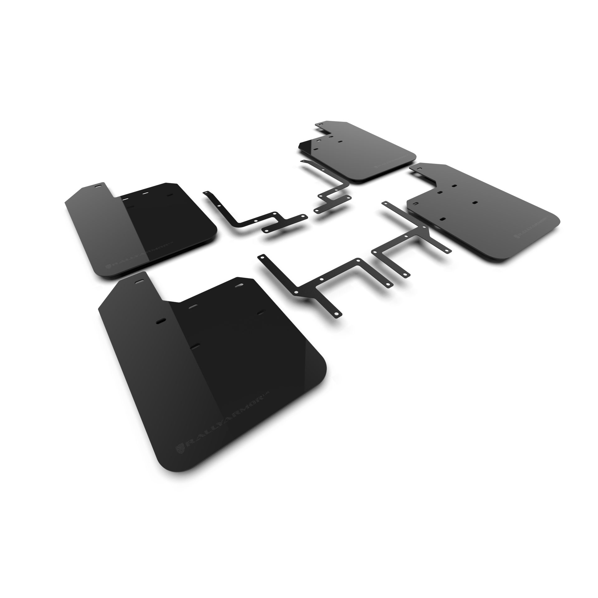 Rally Armor MF124-UR-BLK-MBK - 2018-25 Jeep Wrangler Rubicon - Black Mud Flap/Metallic Black Logo