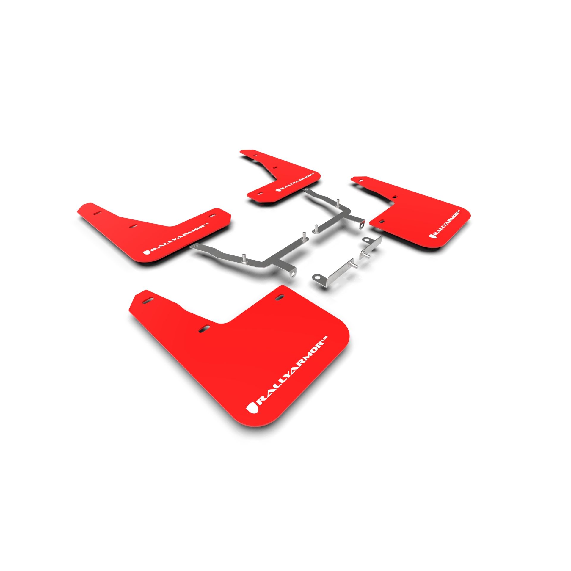 Rally Armor MF77-UR-RD/WH -  2019-25 Mk4 Ford Focus ST Hatchback - Red Mud Flap/White Logo