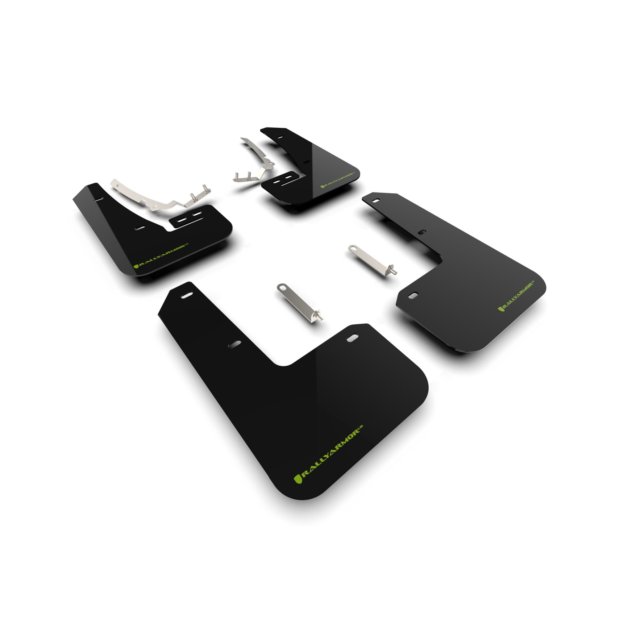 Rally Armor MF80-UR-BLK/CGN -  2022-25 VW MK8 Golf GTI & R  - Black Mud Flap/Light Green Logo