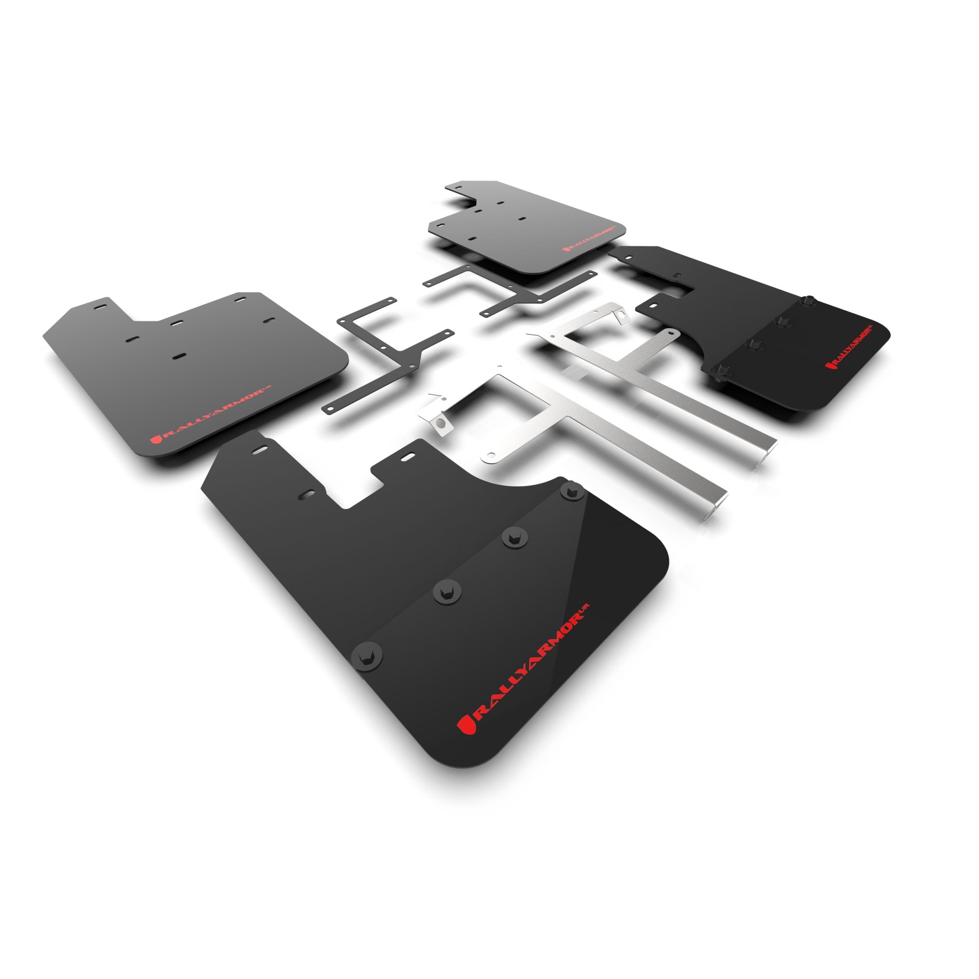 Rally Armor MF84-BLK-RD - 2019-25 Jeep JT Gladiator  - Black Mud Flap/Red Logo