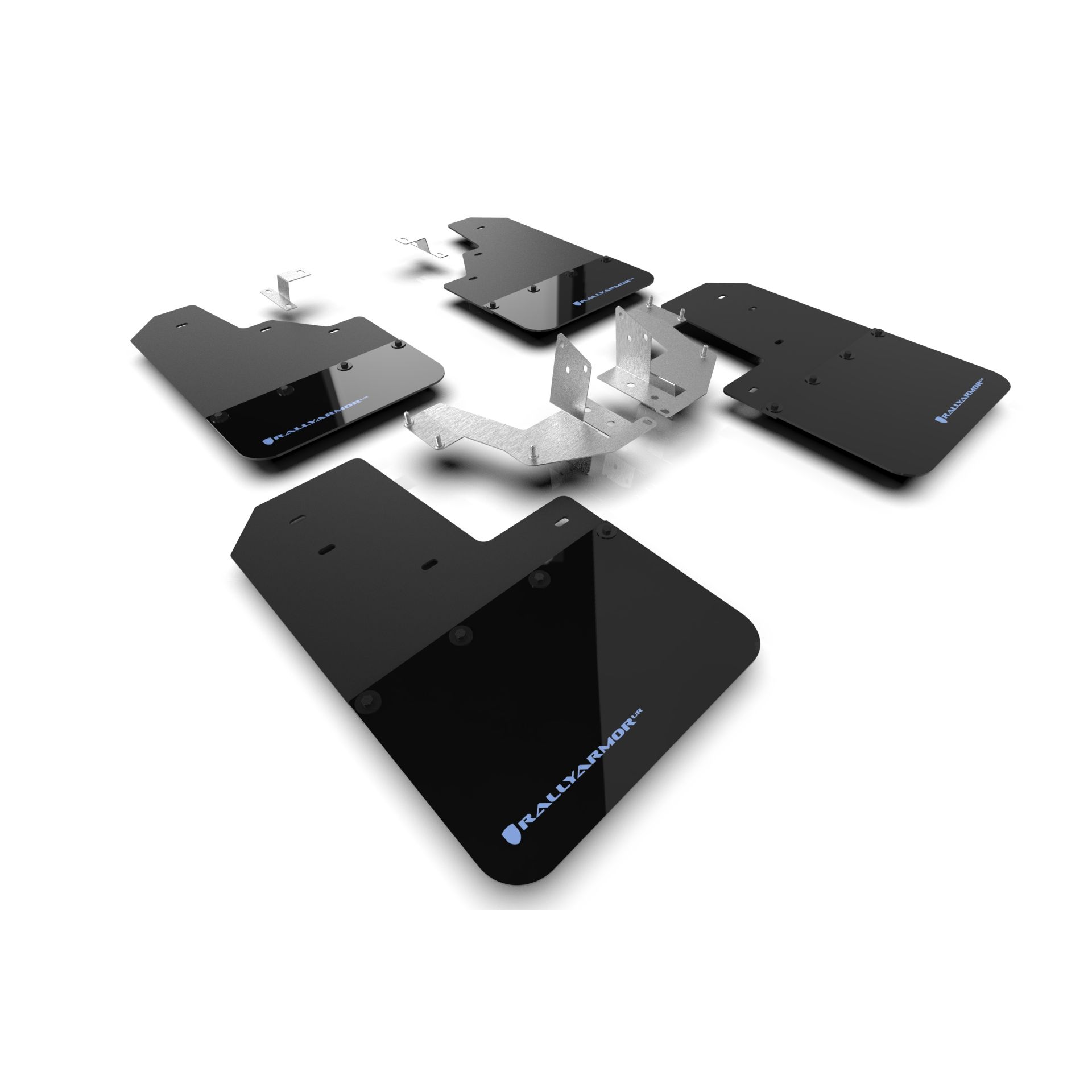 Rally Armor MF85-NO-PL-ABL - 2021-25 Ford Bronco with Plastic Rear Bumper, No Rock Rails, and No Running Boards  - Black Mud Flap/Area Blue Logo