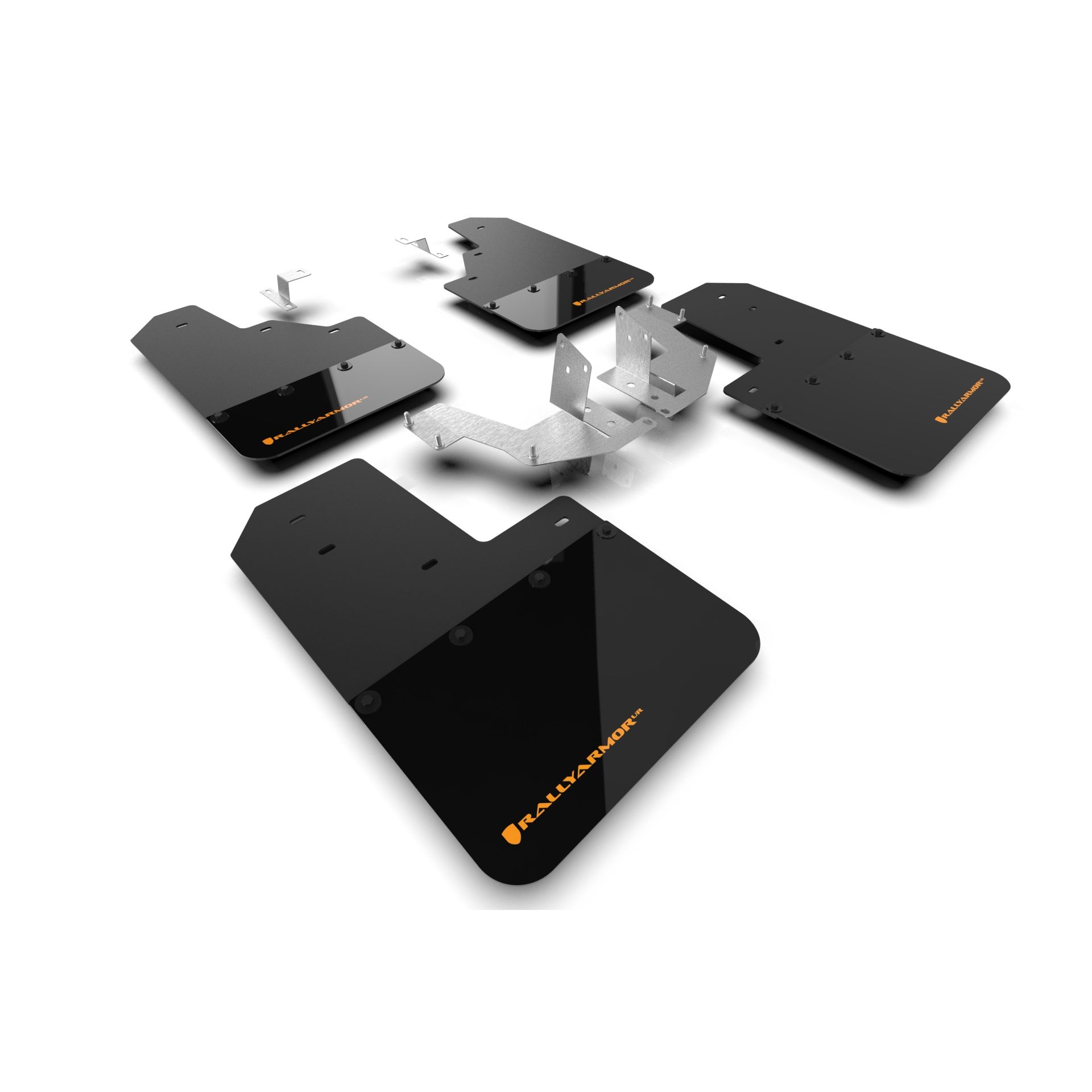 Rally Armor MF85-NO-PL-COR - 2021-25 Ford Bronco with Plastic Rear Bumper, No Rock Rails, and No Running Boards  - Black Mud Flap/Cy Orange Logo