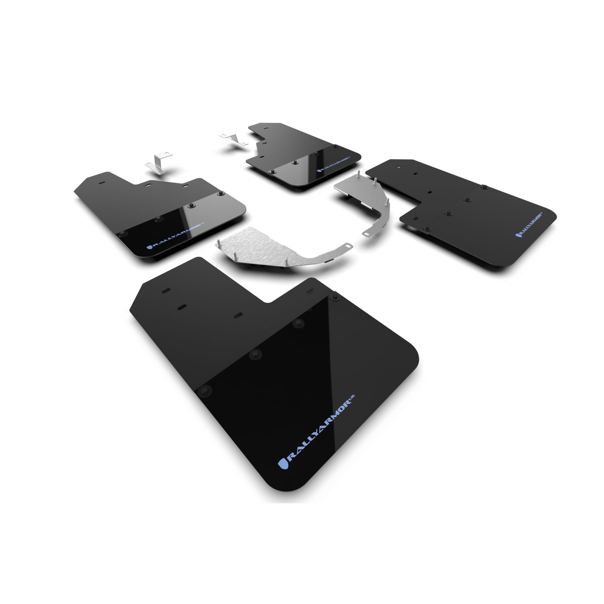 Rally Armor MF85-NO-ST-ABL - 2021-25 Ford Bronco with Steel Rear Bumper, No Rock Rails, and No Running Boards  - Black Mud Flap/Area Blue Logo