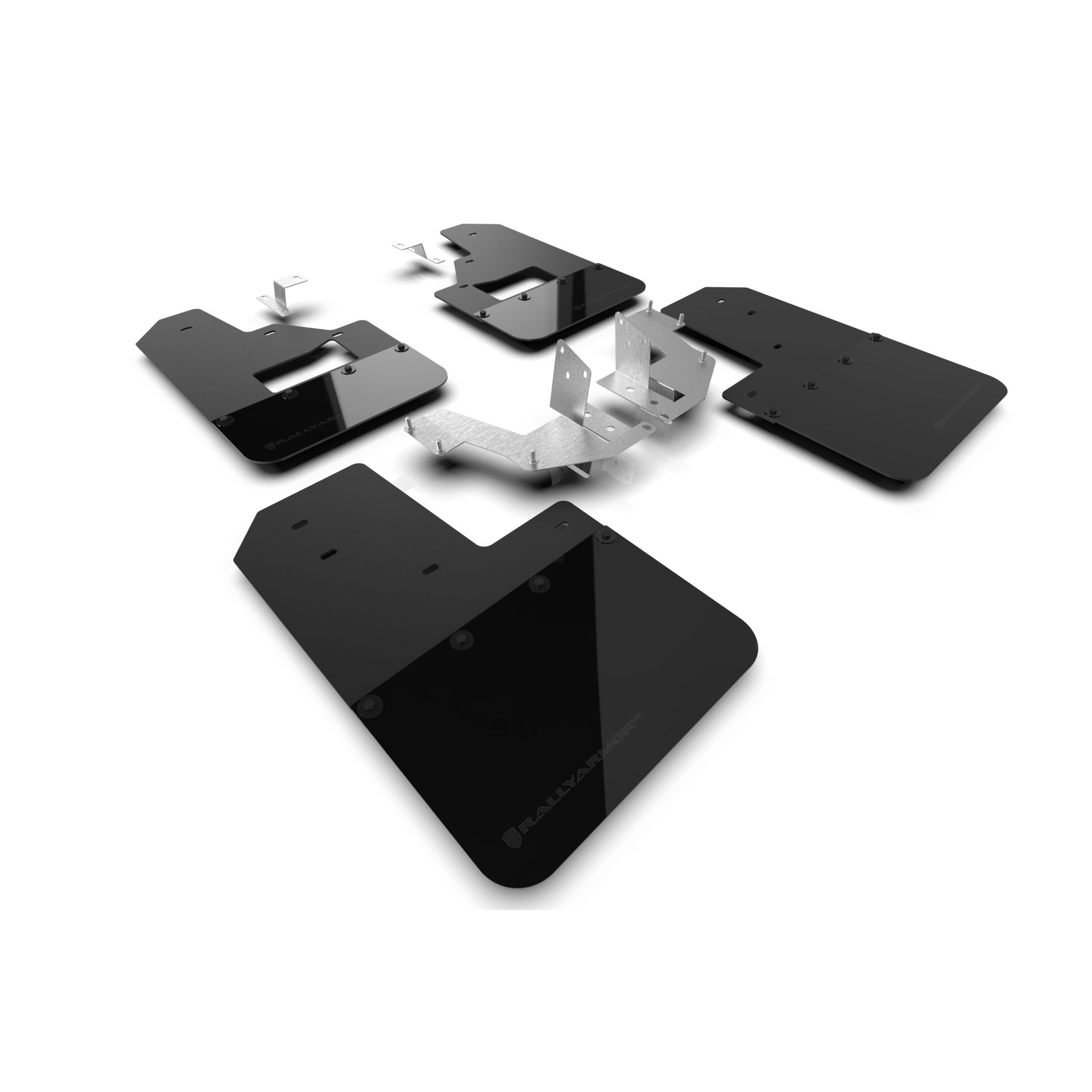 Rally Armor MF85-RB-PL-MBK - 2021-25 Ford Bronco with Factory Running Boards and Plastic Rear Bumper  - Black Mud Flap/Metallic Black Logo