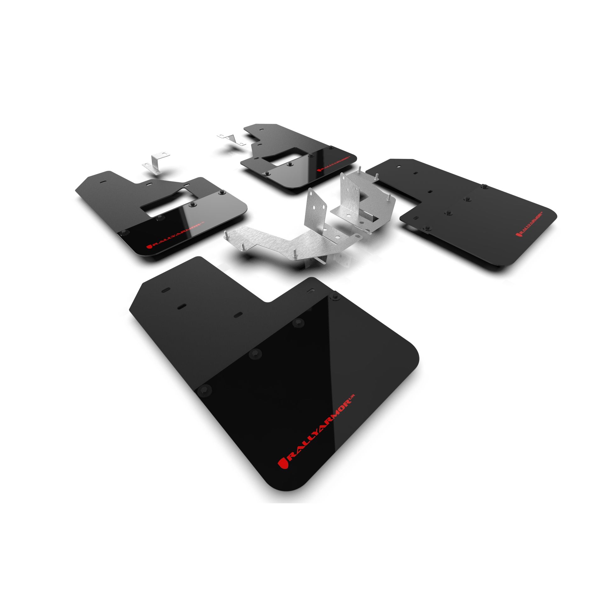 Rally Armor MF85-RB-PL-RD - 2021-25 Ford Bronco with Factory Running Boards and Plastic Rear Bumper  - Black Mud Flap/Red Logo