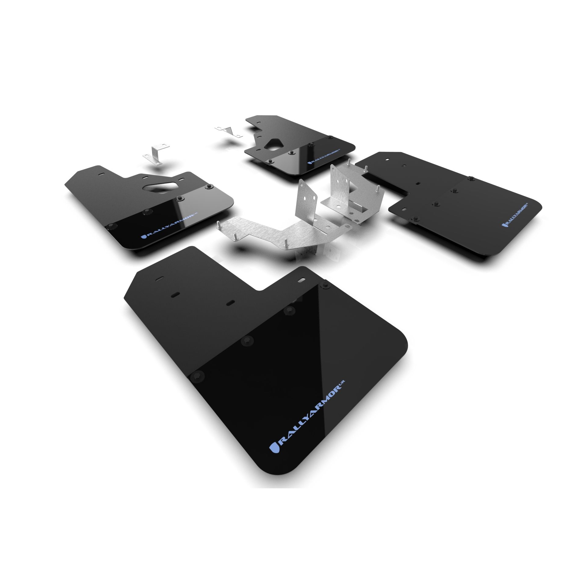 Rally Armor MF85-RR-PL-ABL - 2021-25 Ford Bronco with Factory Rock Rails and Plastic Rear Bumper  - Black Mud Flap/Area Blue Logo