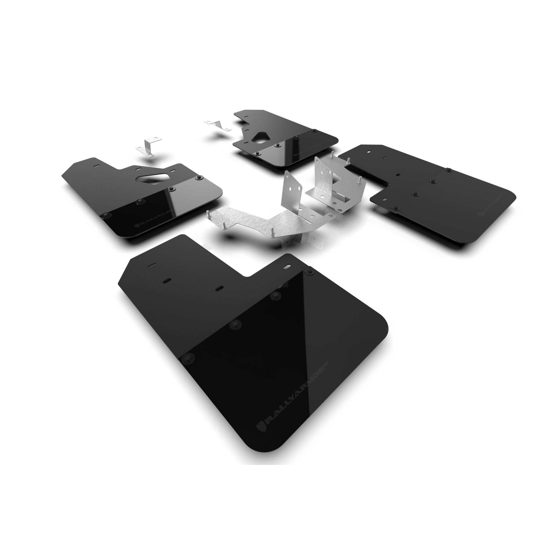 Rally Armor MF85-RR-PL-MBK - 2021-25 Ford Bronco with Factory Rock Rails and Plastic Rear Bumper  - Black Mud Flap/Metallic Black Logo