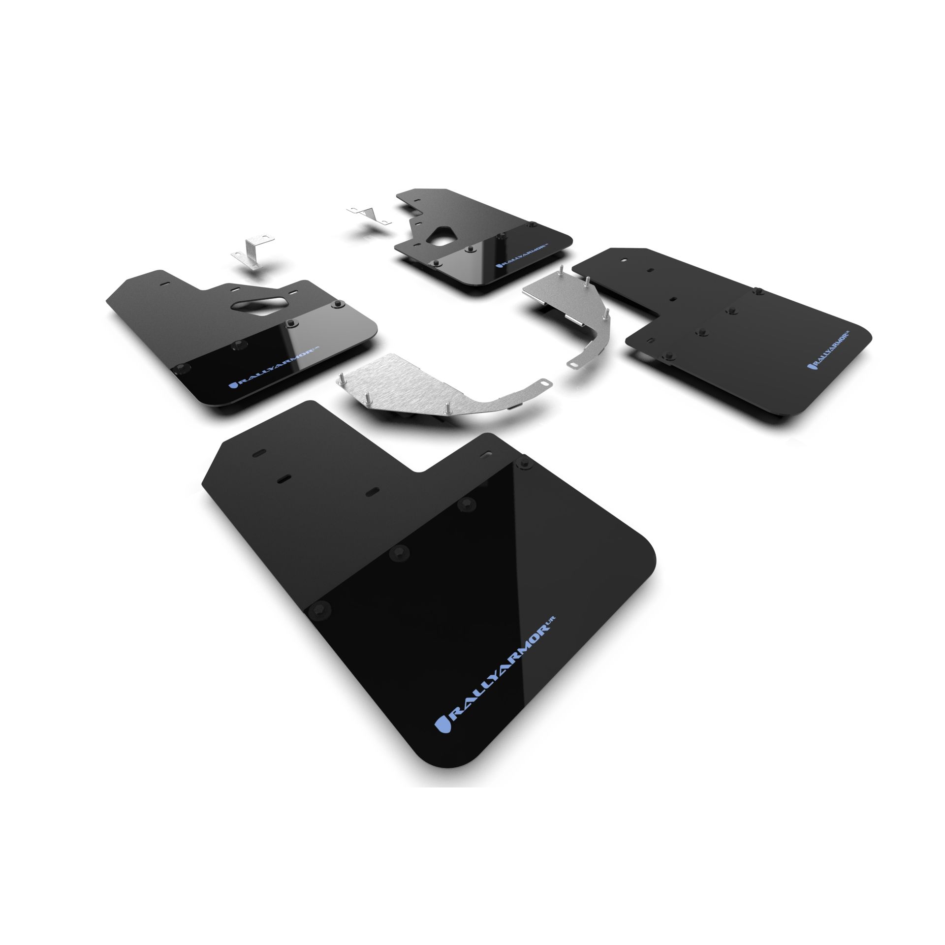 Rally Armor MF85-RR-ST-ABL -2021-25 Ford Bronco with Factory Rock Rails and Steel Rear Bumper  - Black Mud Flap/Area Blue Logo