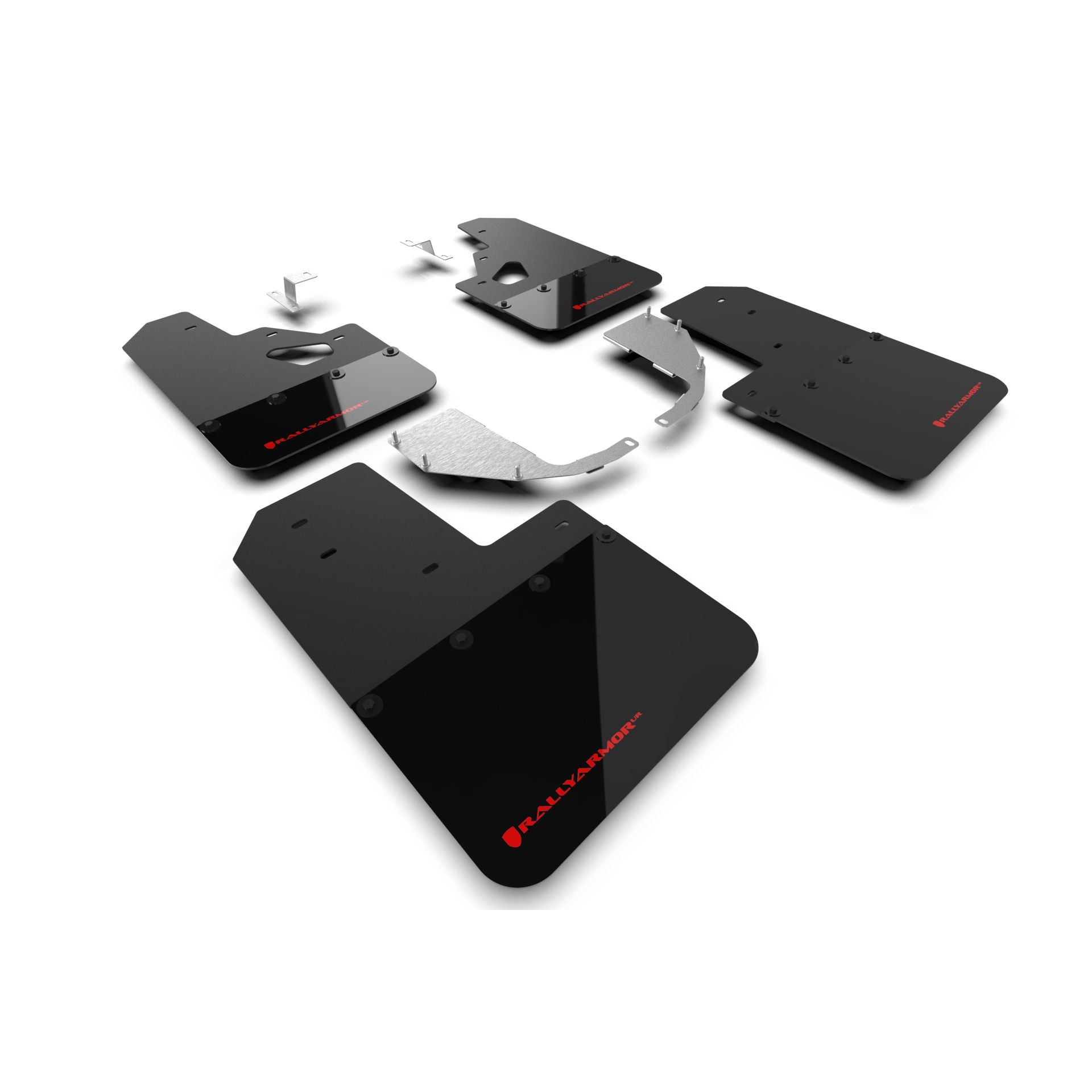 Rally Armor MF85-RR-ST-RD -2021-25 Ford Bronco with Factory Rock Rails and Steel Rear Bumper  - Black Mud Flap/Red Logo