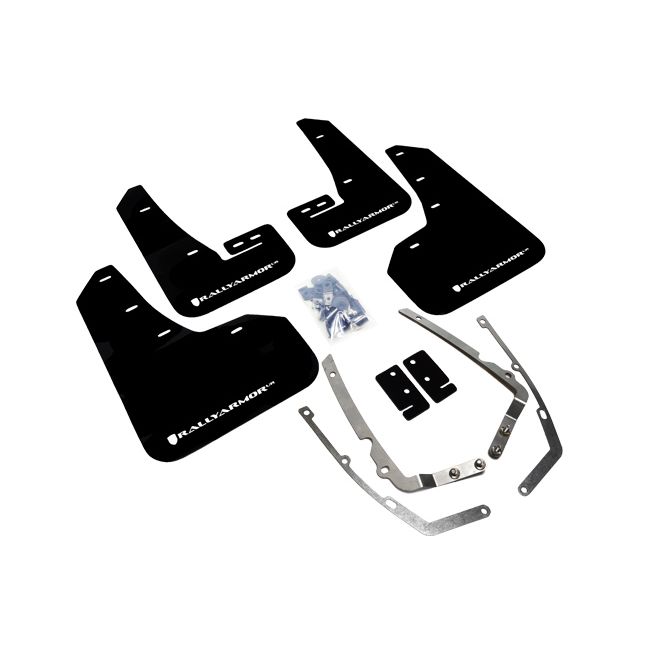 Rally Armor MF37-UR-BLK/WH - 2015-2019 Volkswagen Golf R, GTI, TSI, Sportwagen, Alltrack / 2015-2019 Volkswagen Golf, GTI, TSI, Sportwagen, Alltrack - Black Mud Flap/White Logo