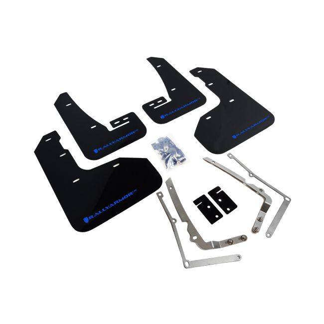 Rally Armor MF40-UR-BLK/BL - 2015-2019 Volkswagen Golf R - Black Mud Flap/Blue Logo