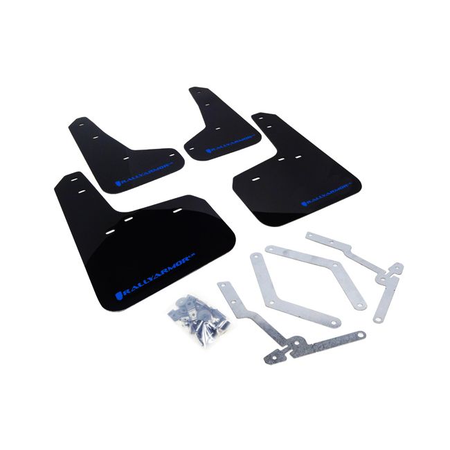 Rally Armor MF27-UR-BLK/BL - 2013-2019 Ford Focus SE, Titanium, ST, RS - Black Mud Flap/Blue Logo