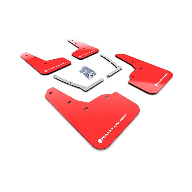 Rally Armor MF50-UR-RD/WH - 2016-2021 Honda Civic Sedan, Coupe - Red Mud Flap/White Logo