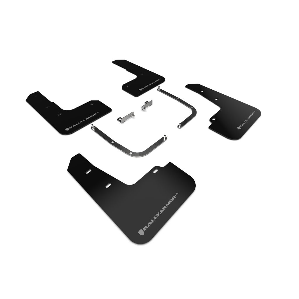 Rally Armor MF58-UR-BLK/SIL - 2019-21 Hyundai Veloster Veloster Turbo, 2.0 R-Spec - Black Mud Flap/Silver Logo