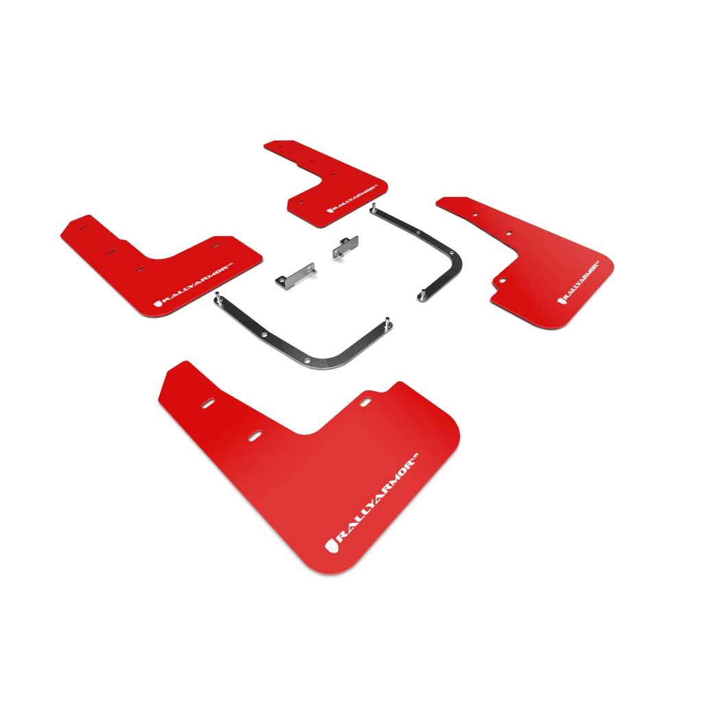 Rally Armor MF58-UR-RD/WH - 2019-21 Hyundai Veloster Veloster Turbo, 2.0 R-Spec - Red Mud Flap/White Logo