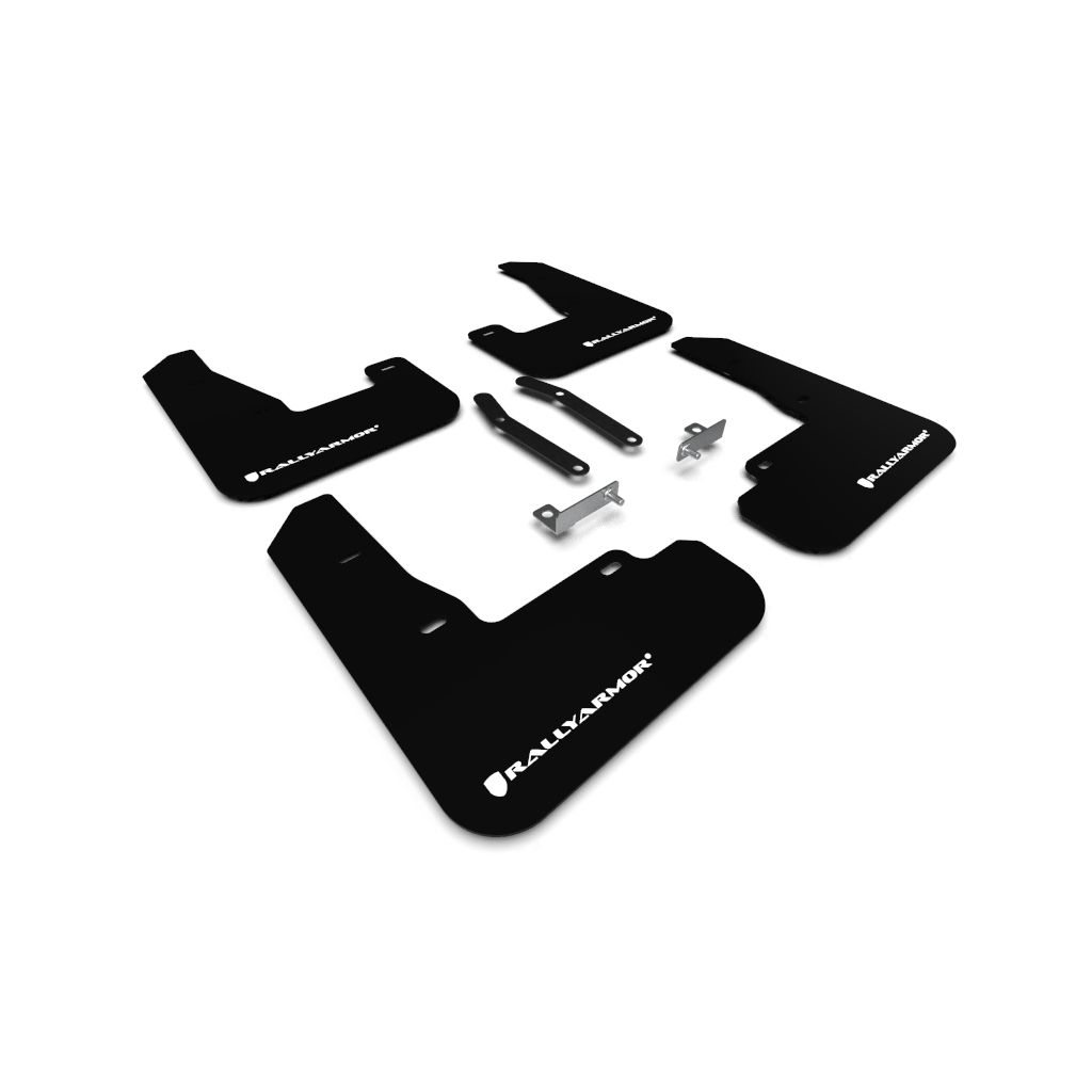 Rally Armor MF59-UR-BLK/WH - 2019-21 Hyundai Elantra Elantra GT N-line, i30 N - Black Mud Flap/White Logo