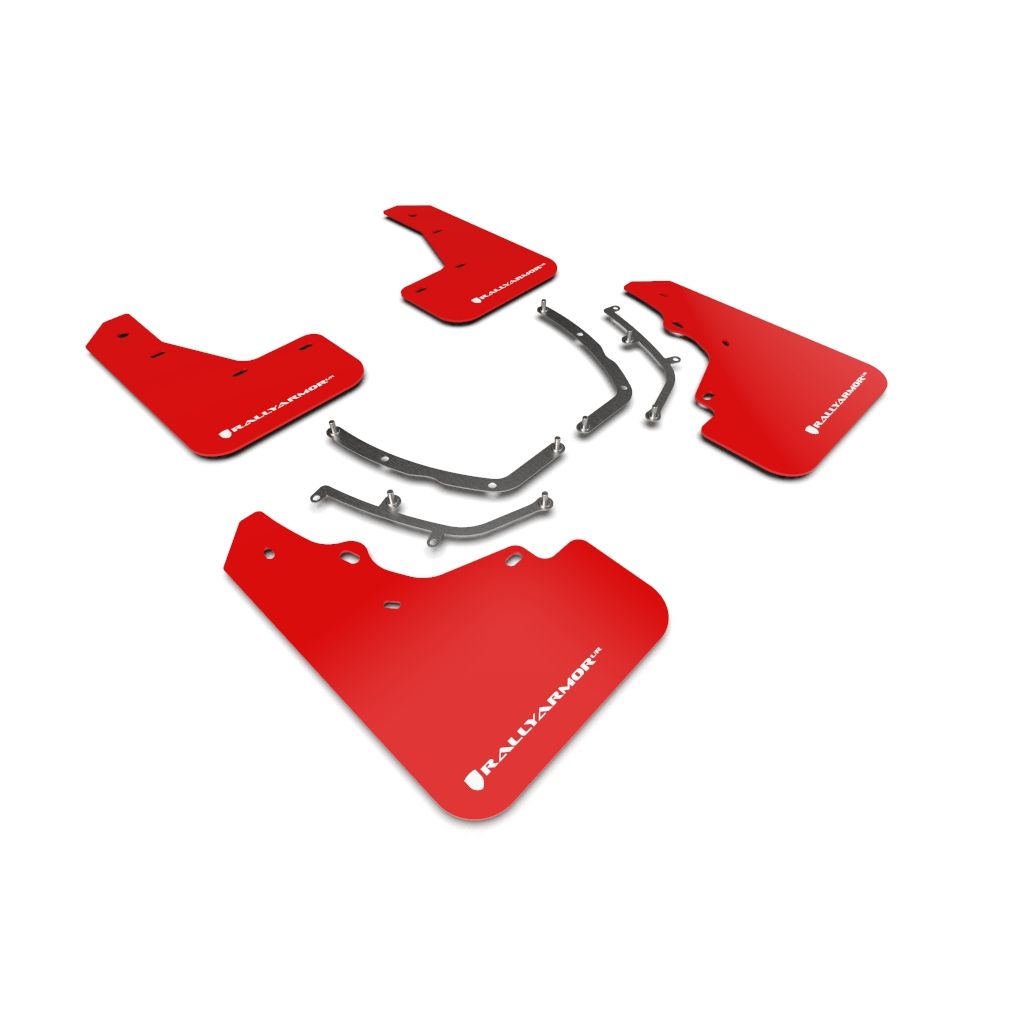 Rally Armor MF61-UR-RD/WH - 2019-25 Mazda3 Hatchback - Red Mud Flap/White Logo