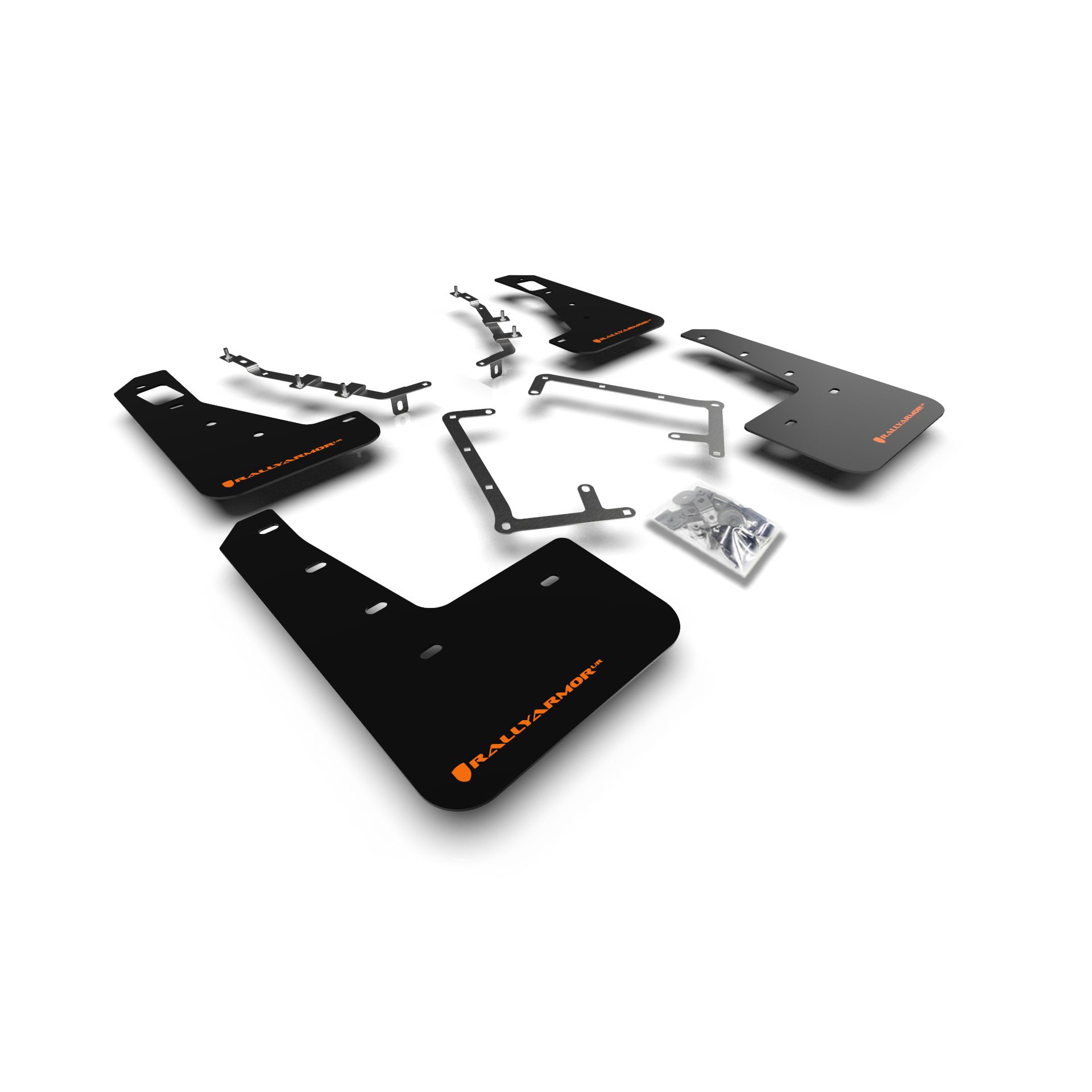 Rally Armor MF56-UR-BLK/OR - 2009-11 Ford Focus Mk2 RS & RS500 - Black Mud Flap/Orange Logo