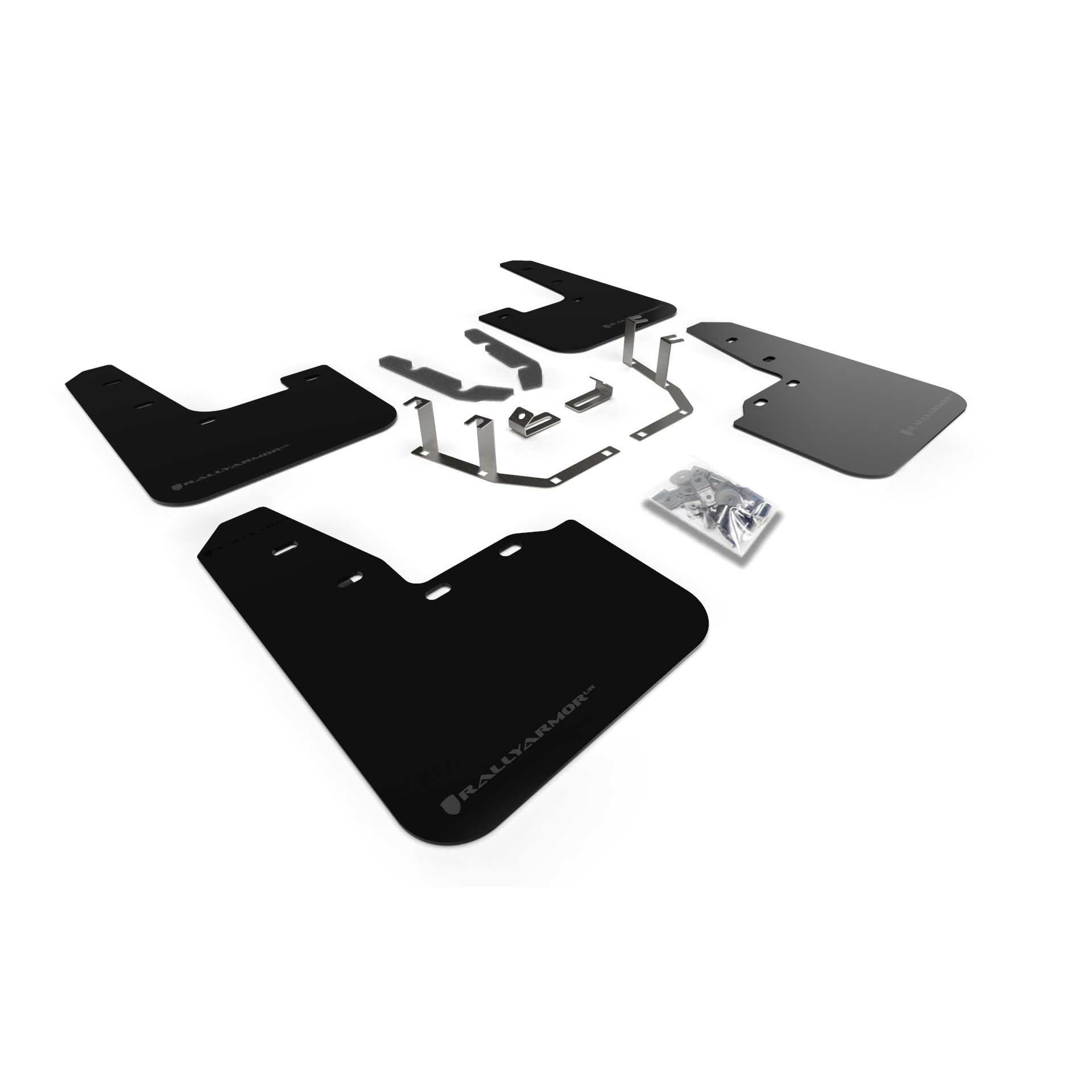 Rally Armor MF60-UR-BLK/DGRY - 2018-23 Mk8 Ford Fiesta ST, Titanium, Active X, Vignale - Black Mud Flap/Dark Grey Logo