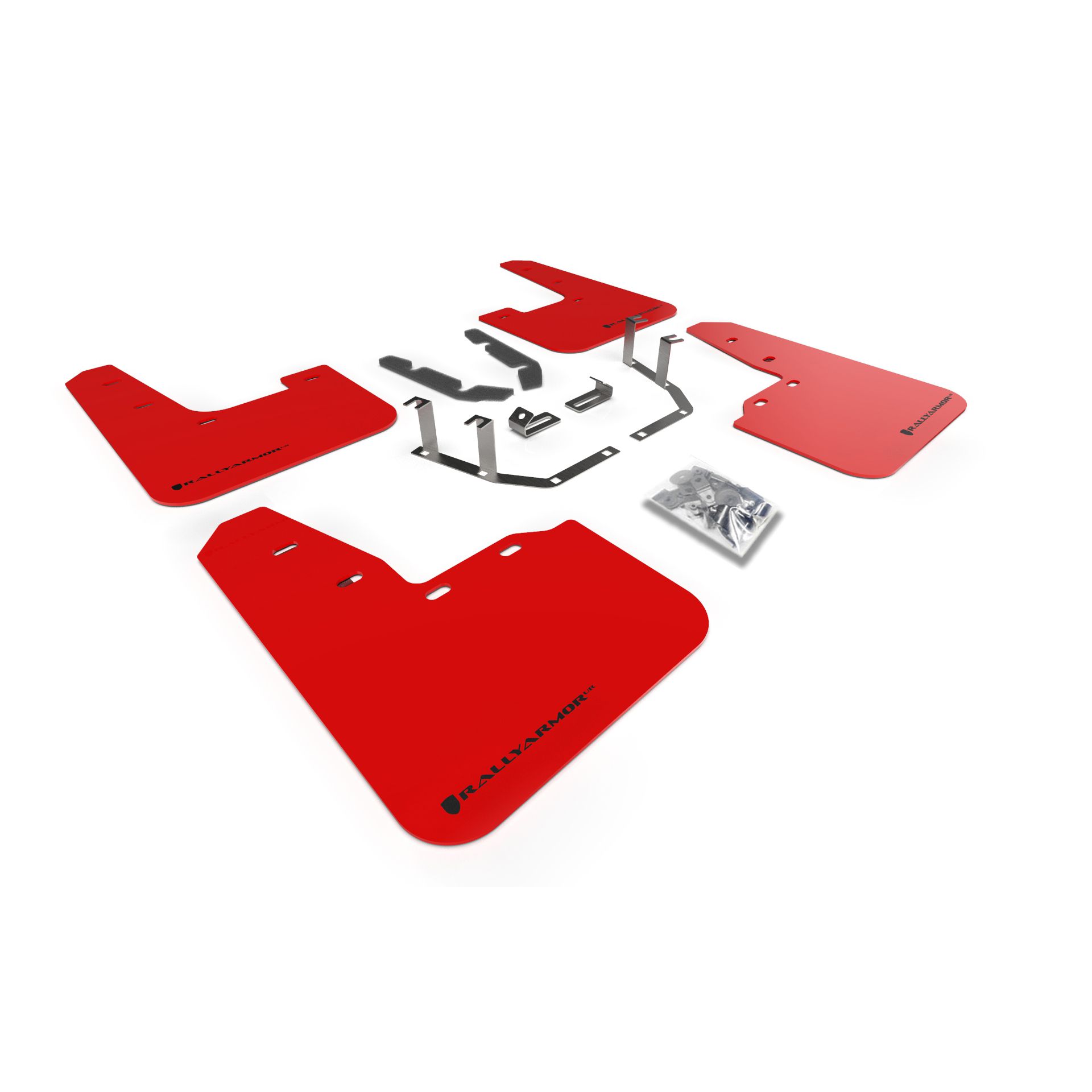 Rally Armor MF60-UR-RD/BLK - 2018-23 Mk8 Ford Fiesta ST, Titanium, Active X, Vignale - Red Mud Flap/Black Logo